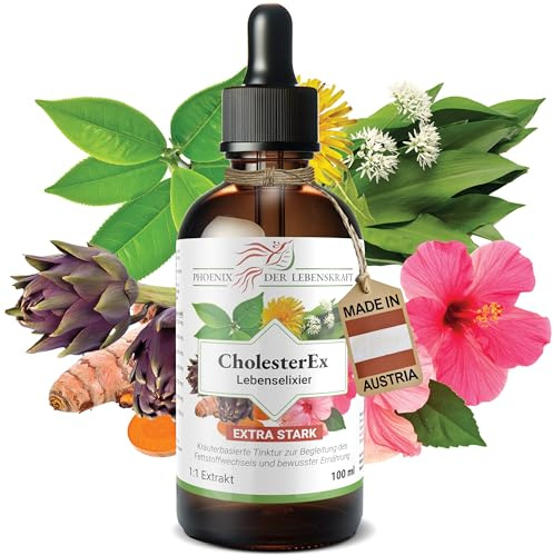 CholesterEx Tinktur 100 ml – Pflanzliche Unterstützung für Cholesterin, Leber & Herz – 1:1 Extrakt mit Artischocke, Löwenzahn, Bärlauch, Hibiskus, Kurkuma, Grünem Tee – antioxidativ, vegan