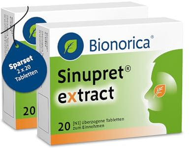 Sinupret® eXtract im Sparset 2 x 20 Stück – stark bei Nasennebenhöhlenentzündung mit Schnupfen. Löst den Schleim, öffnet die Nase und befreit den Kopf mit der Kombination aus fünf Pflanzen