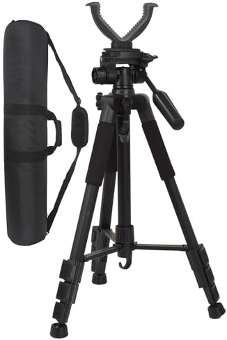 Trepied Chasse de Tir, Trépied de Chasse Hauteur Réglable 55-150cm, Joug à Détachement Rapide, Durable et léger, Idéal pour la Chasse