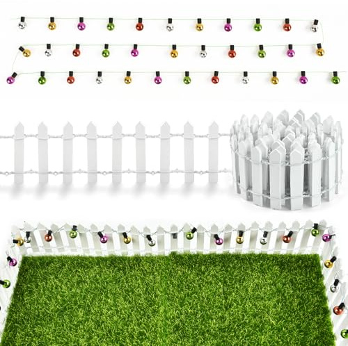 Clôture de Jardin Miniature en Bois,90 x 5 cm Mini Clôture de Jardin avec Chaîne légère, Mini Fée Jardin Décoration pour Poupée Maison Accessoires Bricolage Jardin Décoré Terrasse Bonsaï (B)