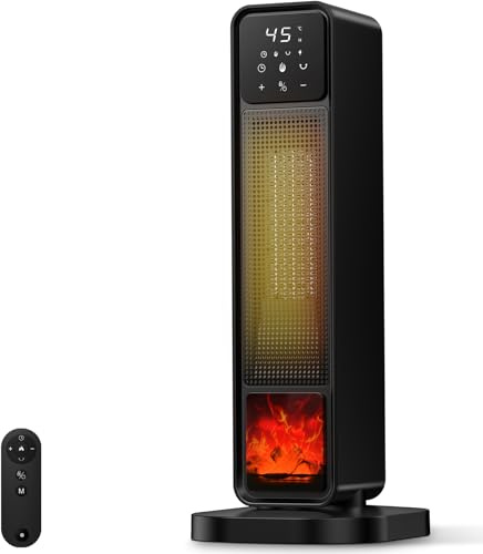 ZIZIWIN Electric Heater, 2200W Space Heater with Remote, Quiet Heating Fan Heater for Home, PTC Ceramic Fast Heat, 75° Oscillation & 12H Timer, Overheat & Tip Over Protection for Bedroom Office