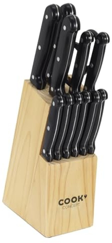 AltoBuy Bloc Bois avec 11 Couteaux et Une Paire de Ciseaux