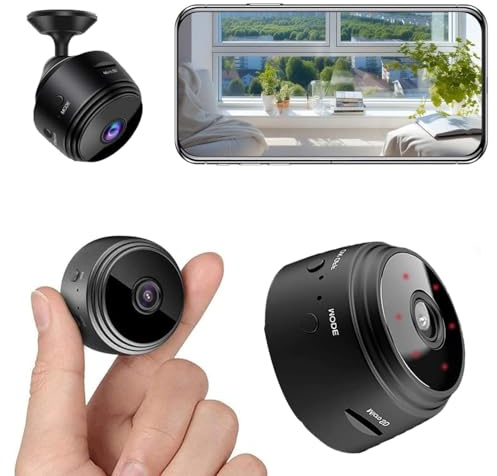 Générique Caméra WiFi 1080P Mini - Surveillance Intérieur/Extérieur avec Détecteur de Mouvement, Vision Nocturne, Enregistrement Micro SD (128G Max), Batterie 90min - Installation Discrète.c