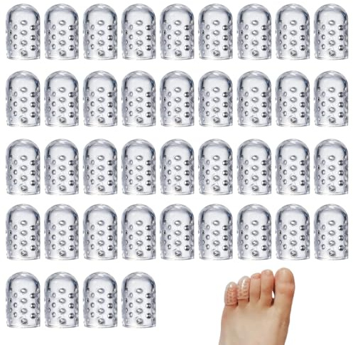YUVKIN 40 Pezzi Protezioni per Dita in Silicone, Protezioni Morbide e Traspiranti Anti-Sfregamento, Alta Elasticità, Ideali per Camminare e Correre (Trasparente)
