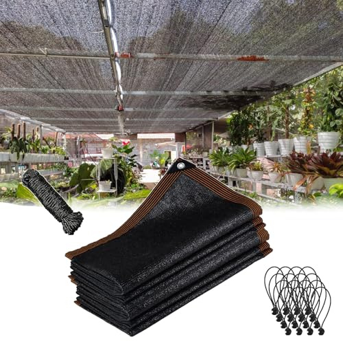 Lona de jardín negra resistente a los rayos UV de 18 x 18 pies, lona de jardín con ojales para cubierta de plantas al aire libre, invernadero, gallinero, protección contra tomates, tela duradera