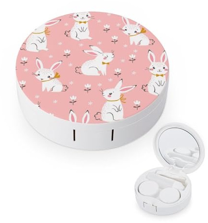 fkgvwo Contact Lens Case White Rabbit Contact Lens Box Travel Kit Portable for Travel & Home