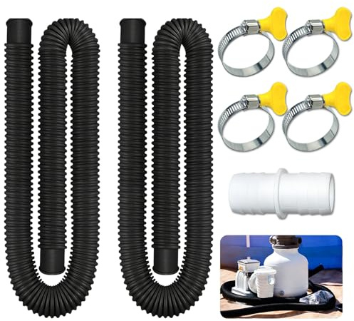 2er Set Poolschlauch 32mm inkl. 4 Schlauchschellen & 1 Verbinder – Schwimmbadschlauch 32mm für Poolpumpe & Sandfilteranlage – Teichschlauch Ersatzschlauch