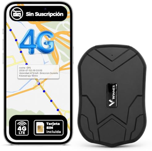 Localizador GPS con Imán para Coches, Rastreador GPS 4G sin Suscripción | Seguimiento en Tiempo Real, Historial de Rutas, Alarmas Antirrobo, 20000mAh Batería, Resistente al Agua IP65, con Tarjeta SIM