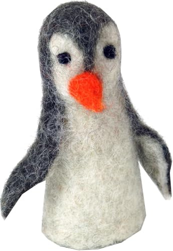 GURU SHOP Handgemachte Fingerpuppe aus Filz - Pinguin, 9x4x3 cm