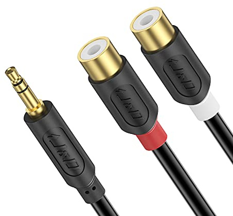 J&D Stereo Audio Cinch zu Klinken Kabel, Gold-Plated [AudioWave-Serie] 3,5mm Männlich zu 2 RCA Weiblich Stereo Audio Adapter Y-Splitter-Cinch-Kabel - 0.9 Meter