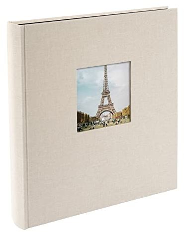 goldbuch 27 943 Bella Vista Fotoalbum mit Bildausschnitt Sandgrau, Erinnerungsalbum im Format 30 x 31 cm, Foto Album 60 schwarze Seiten mit Pergamin-Trennblättern, Fotobuch mit Leineneinband, Grau