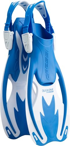 Cressi Rocks fins Short Adjustable Open Heel Fins, Blue/White, L/XL