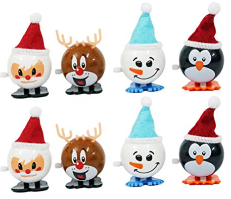 8 Stücke Aufziehspielzeug Schneemann Rentier Pinguin Weihnachtsmann Figur Aufziehfigur Weihnachten Deko Figuren Uhrwerk Spielzeug für Baby Kinder