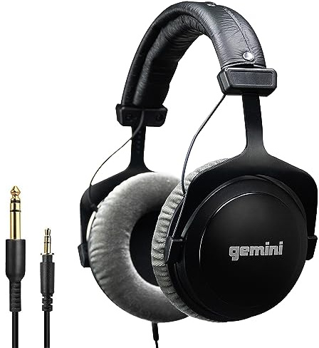 Gemini Pro Headphones – 53mm Drivers, Closed-Back, Deep Bass, Soft Cushions, 1/4 Adapter – for DJs, Producers, Podcasting, Gaming & More (DJX-1000)