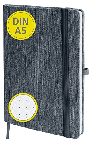 Online Bullet Journal dotted A5 mit Gummizugband 2nd Life, 100 g/m² FSC Papier, 144 Seiten gepunktet, Notizbuch aus recyceltem PET, Stiftschlaufe, Tagebuch für Notizen, Skizzen, Lettering