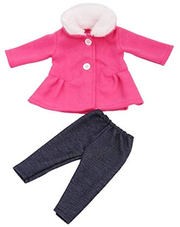 DUORUI Puppenkleid Kleid Winter Outfit Mantel mit Plüsch Kragenhose für American Girl Puppe 18 Zoll