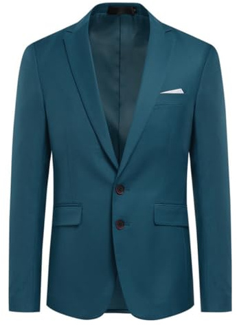 Allthemen Chaqueta de traje para hombre, saco de corte ajustado, blazer moderno para negocios, bodas y ocio, Azul 2, 3XL