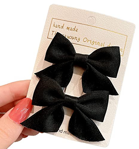 2 Stück Schleifen-Haarspangen, Haarspange Haarschleifen Mädchen, Rutschfeste Krokodil-Haarspangen, Haarschmuck, Mode, Mädchen, Haarschmuck, Frauen, Weihnachten, Hochzeit, Geburtstag (Schwarz)