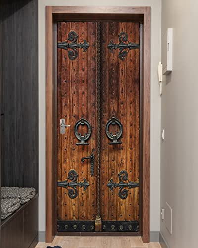 FLFK Door Sticker - Peel and Stick Mural, Removable Self-Adhesive Retro Wallpaper for Home Decor, 30.3W x 78.7L, Set of 2 Sheets