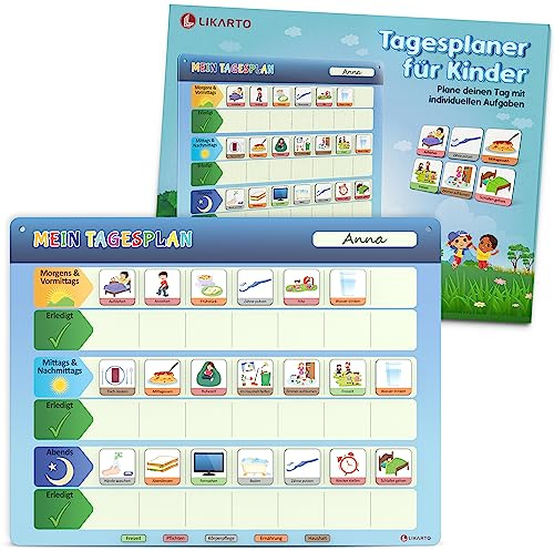 LIKARTO Routine Planer Kinder - Montessori Aufgabenplaner & Magnettafel - Für mehr Struktur im Alltag - individuell anpassbar - Klassisch