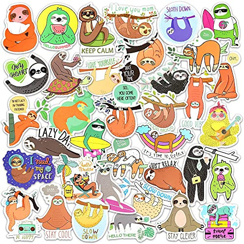 DETICKERS Sloth Stickers for Kids Laptop Stickers for Water Bottle Sloth Vinyl Stickers Pack for Scrapbooking for Students Teacher Reward Stickers Bulk