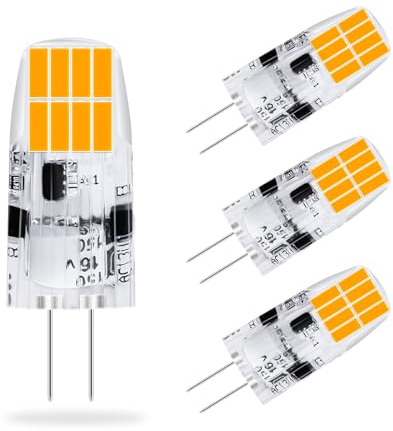 YzzYzz G4 Led Glühbirne, 2W Birnen Warmweiß 2700K Ersatz 20W Halogenlampen, 296LM Leuchmittel AC/DC 12V, Stiftsockellampe Nicht Dimmbar Kein Flimmern, 4er Pack