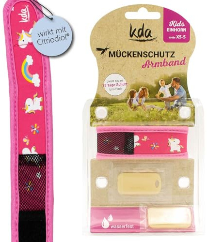 kda Mückenschutzarmbänder für Kinder - Sicherer Mückenschutz - Einhorn & Hai Design - Nylon (Einhorn) Camping Garten Anti Mücke Urlaub Sommer Schultüte Must Have