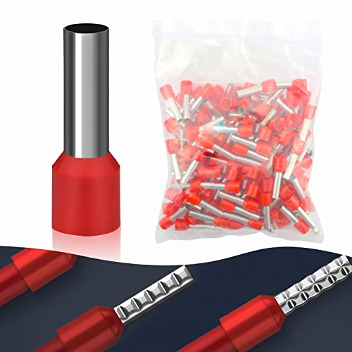ELNLE Punta di cavo capicorda 10 mm² 18 mm, 150 pezzi, terminali a crimpare isolati in rame rosso