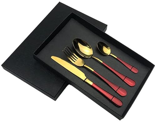 Cubiertos Juegos de Cubiertos Juego de 4 Piezas de 16 Palos Cuchillos de bistec de Acero Inoxidable Tenedores Cuchara Juegos de Cubiertos Mixtos Cubiertos de Comida Occidental Vajilla Juegos de