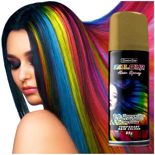 Spray Pelo Color Temporal para Cabello, Color que se lava (1 x 200 ml) (Oro)