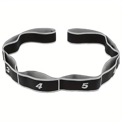 GIMIRO Cintura elastica per yoga, fascia elastica di resistenza con 8/9/10/11 passanti, pilates, fascia, allenamento della forza, allungamento del corpo, danza fitness (grigio – 8 loop)