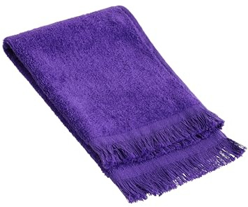 The Holy South - Fringed Reversible Fingertip Hand Towel (Size 11 W x 18 L) Terry Cotton Washcloth Set for Face and Bathroom use. (Purple, 12)