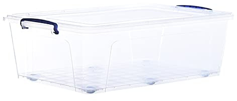 Superio Plastic Storage Bin with Lid, Box for Under Bed, Stackable Storage Container with Latch Closure (42 Quart- Under Bed)