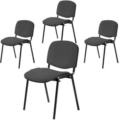 Topsit 4er Set Besucherstuhl ISO, Bequemer Konferenzstuhl, stapelbar, mit gepolsterter Sitzfläche und Rückenlehne (Antrazit)