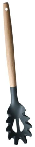 Ciieeo Cucharón De Silicona Mango De Madera Para Pasta Colador De Fideos y Utensilio De Cocina Para Servir Espaguetis y Noodles Casa