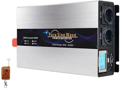 Onda Sinusoidale Convertitore Corrente Trasformatore Solare Per Auto Da 6000 W DC 12v 24v A AC 220v 230v Convertitore Di Tensione Caricatore USB Inverter A Onda Sinusoidale Pura (Colore : 12V, Size