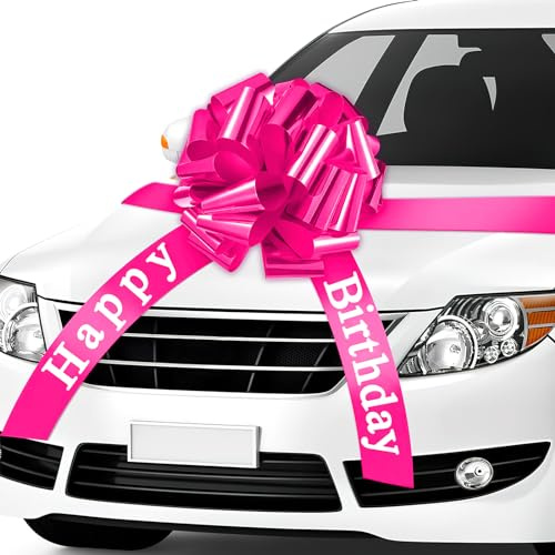 APOMOONS Schleife Große Masche für Auto Happy Birthday Geschenk Fahrrad Geschenkschleife Große 45 cm Riesen Geschenkschleife für Hochzeiten Parties Neue Häuser Bänder 600 cm Lang Rosa (Rosa)