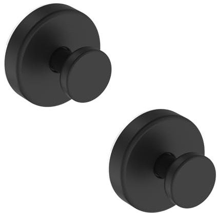 Bntuk Suction Cup Hooks for Shower, Removable Towel Hooks for Bathroom Window Glass Door Wall, Bath Robe Looafh Wreath Hook for Hanging - 2 Pack, Black