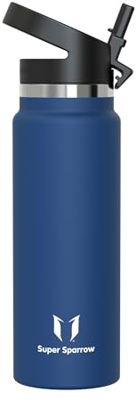 Super Sparrow Trinkflasche Edelstahl 1000ml - Breite Öffnung SwivelSip Thermosflasche - BPA-Frei Thermoskanne, Ergonomisch Trinkflaschen Strohhalm für Sport, Travel, Schule, Outdoor