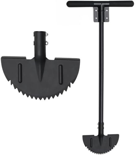 Starbover Rasenkantenstecher Schwarz, Manueller Kantenscheren mit Stiel 93cm, Scharfer Sägezahn Halbmond Rasenschäler Reinigungsschaufel für Gehweg, Hof, Garten, Blumenbeet, Einfassung, Kabelverlegung