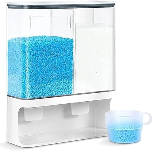 Longzhuo Müsli Aufbewahrungsbehälter, 3 L Waschmittelspender mit Deckel, Versiegelt, Wandmontage Müslibehälter, Duftperlen Spender zur Aufbewahrung von Reis, Wäscheperlen, Waschpulver