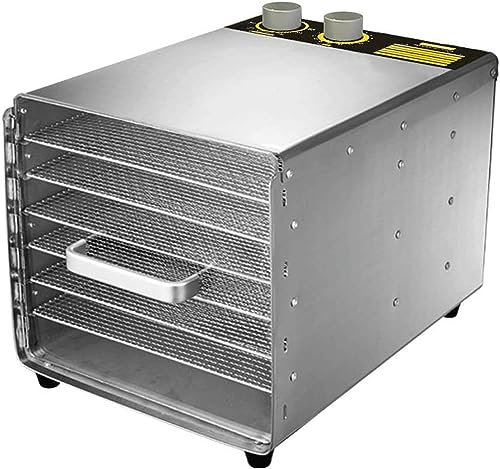IUBGFTO Deshidratador De Alimentos, Temporización De Programación - Control De Temperatura, con 6 Bandejas Apilables, Secadora De Carne De Frutas Y Verduras, Hogar / 500W, Rectángulo Gris