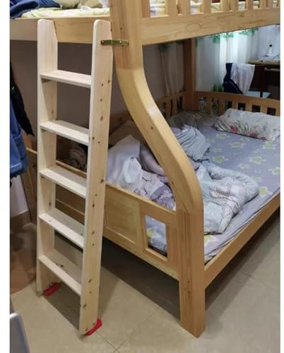 Scala in legno per letto a castello con staffe di montaggio, resistente, per rimorchi, 10 cm di larghezza, scala per biblioteca (165 cm di altezza)