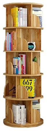 Drehbares Bücherregal mit Ausstellungsregal für Wohnzimmer und Schlafzimmer, vielseitiges, drehbares hohes Bücherregal, 40 x 40 x 160 cm, Holzfarbe