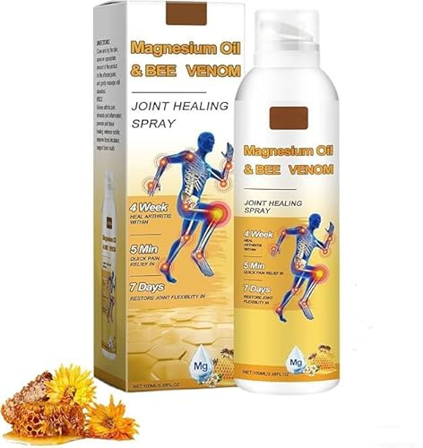 Magnesium Joint Spray, Magnesium Oil & Bee Venom Joint Healing Spray,Effective Relief,Magnesium Oil and Bee Venom Joint Spray,Magnesium Oil Joint Spray for Muscle and Joint Recovery (1 pcs)