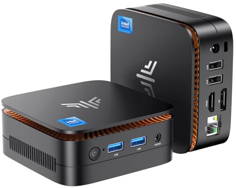 NiPoGi E1 Mini PC Intel Twin Lake N150(Mis à Jour N100) 8Go de RAM 256Go M.2 SSD, Mini Ordinateur de Bureau 4K@60HZ UHD Dual Display HDMI+DP 1.4/Dual Bande WiFi/BT4.2/RJ45/Tour PC VESA Supporté