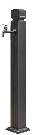 Stainless Steel Outdoor Garden Water Column with Faucet Anti Freeze and Anti Rust Features Floor Mount Water Tap Pillar for Courtyard Black 31cm