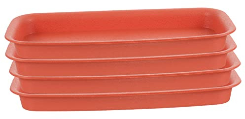 Kisangel Soucoupe Pot de Fleur Rectangulaire pour Récupérer l'eau en Plastique 4 Pièces Plat de Plantes et Garder la Zone Propre pour Pots de Fleurs pour Plantes D'intérieur et Extérieur