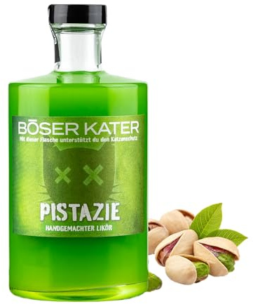 BÖSER KATER Pistazien Dubai Style Likör | Cremig mit Pistacchio 0,5l | Für den puren Genuss & spannende Cocktails | Besondere Geschenkidee | Vegan & Handgemacht 20% Vol.