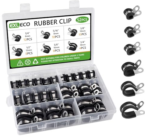 EXLECO 52pcs Kabelklemmen Edelstahl Kit 6mm 8mm 10mm 13mm 16mm 19mm